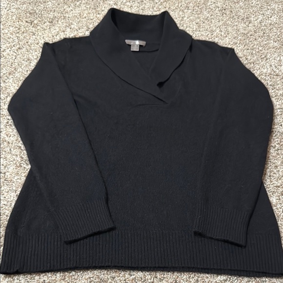 Black Shawl Collar 💯 Cashmere Sweater - Picture 1 of 3